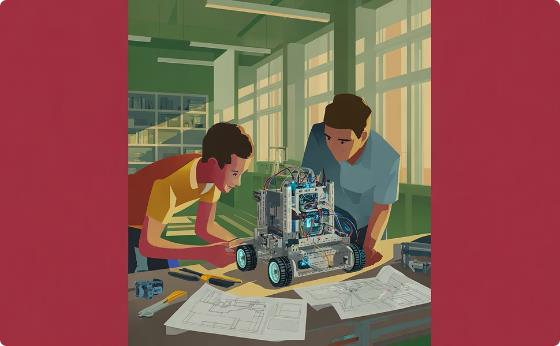 Portfolio illustration of hands-on STEAM++ learning with students